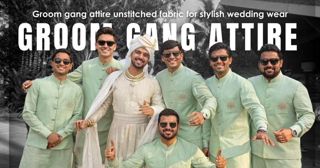 Groom gang attire unstitched fabric for stylish wedding wear