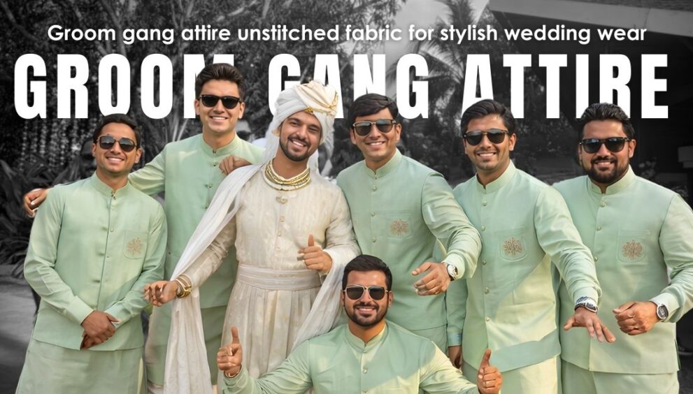 Groom gang attire unstitched fabric for stylish wedding wear