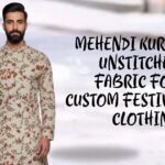 Mehendi kurti unstitched fabric for wedding party outfit set