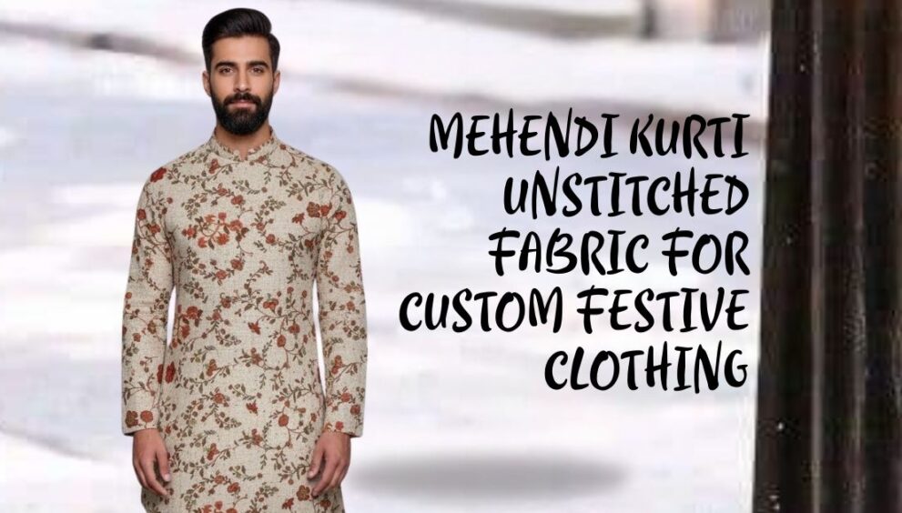 Mehendi kurti unstitched fabric for custom festive clothing