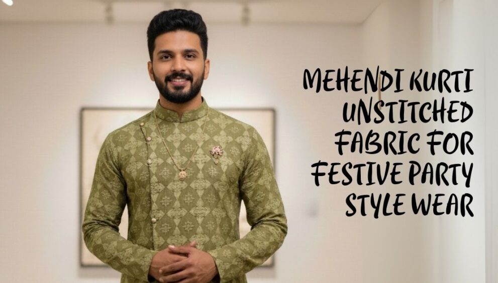 Mehendi kurti unstitched fabric for festive party style wear