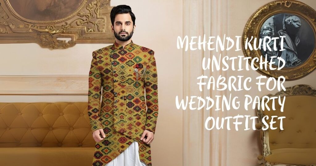 Mehendi kurti unstitched fabric for wedding party outfit set