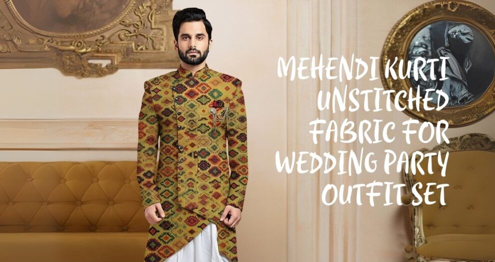 Mehendi kurti unstitched fabric for wedding party outfit set