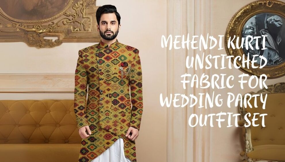 Mehendi kurti unstitched fabric for wedding party outfit set
